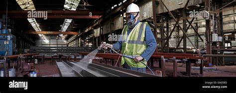 Portrait Of A Steelworker In His Working Environment Stock Photo Alamy