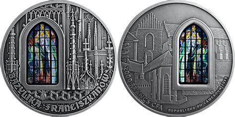 Basilica Of St Francis Of Assisi In Cracow 2 Oz Silver Coin 2000 Francs Cameroon 2020 Antique