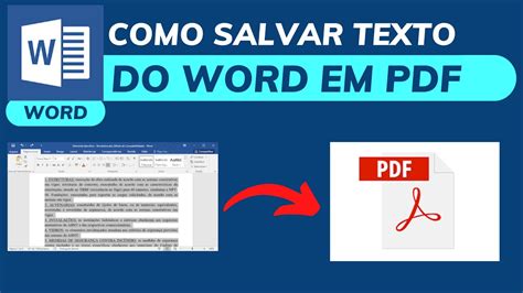 Como Salvar Texto Arquivo No Word Em Pdf Atualizado Youtube