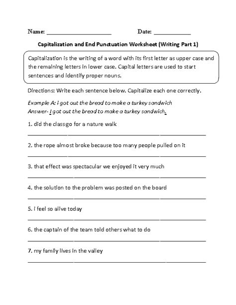 Free Capitalization And Punctuation Worksheets