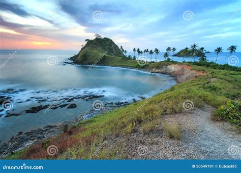 Sunset Over the Beach of Nacpan, in the Philippines Stock Image - Image of coastline, coast ...