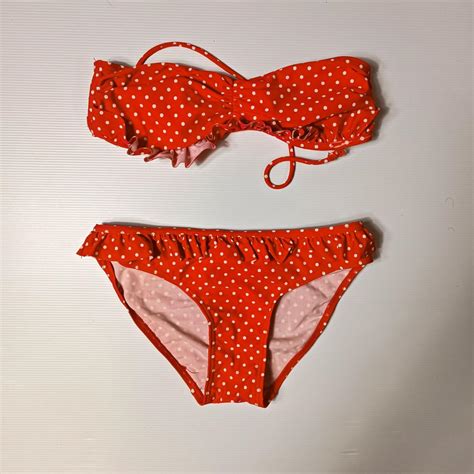 Ocean Club Red White Pokadot Bikini Set Size Depop