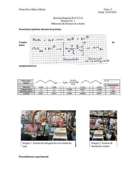 QO2 P1 Informe Fecha 22 02 Química Orgánica II 1413 6 Práctica