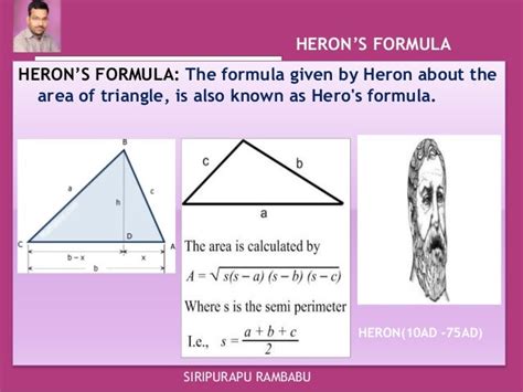 Ppt For Herons Formula By Siripurapurambabu