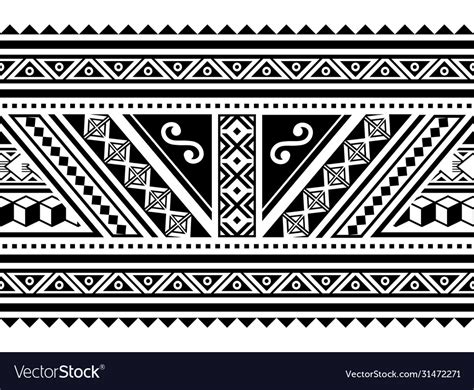 Polynesian Geometric Seamless Long Pattern Vector Image