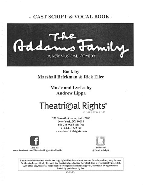 The Addams Family: A New Musical Libretto / Vocal Book by Marshall ...