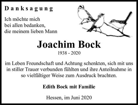 Traueranzeigen Von Joachim Bock Abschied Nehmen De