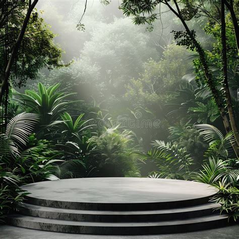 Serene Forest Stage Amidst Lush Greenery Stock Photo Image Of Mockup