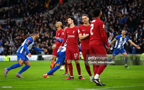 Curtis Jones Of Liverpool Reacts As Kaoru Mitoma Of Brighton And Hove