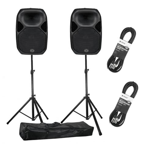 Wharfedale Pro Titan AX15 Active PA Speakers With Stands Pair