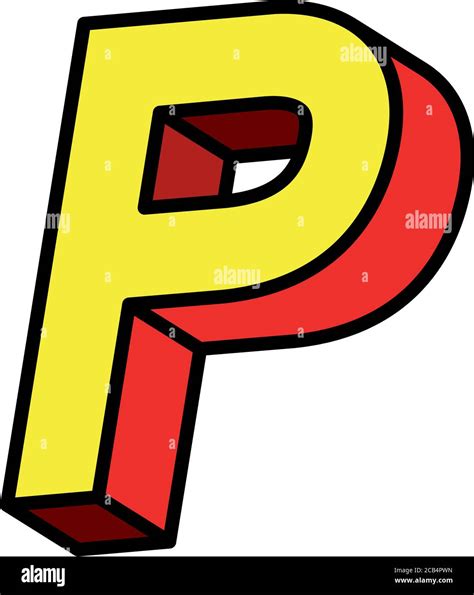 3d P Letter Design Lettering Typography Retro And Comic Theme Vector