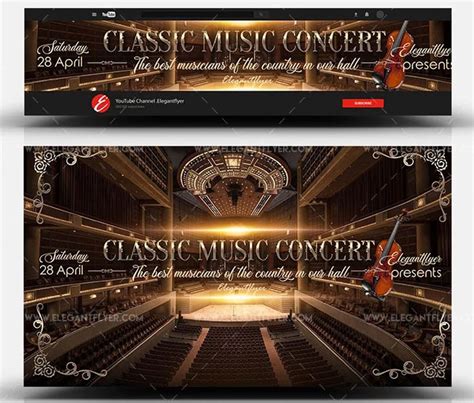 Free Classic Music Concert Youtube Channel Art Banner PSD Template ...