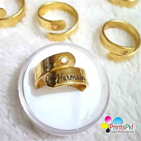 Personalized Name Engraved Ring, Stone Band Name Rings