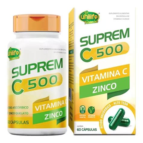 Suprem C500 Unilife Vitamina C Ácido Ascórbico Zinco 60 Cáps