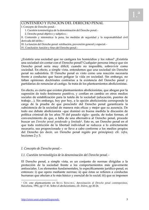 Penal Entero Apuntes 1ª Contenido Y FunciÓn Del Derecho Penal I Concepto De Derecho Penal