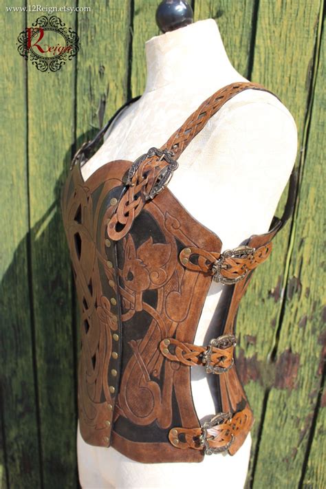 Leather Armor Corset And Bracers Viking Celtic Wolf Cut Out Etsy