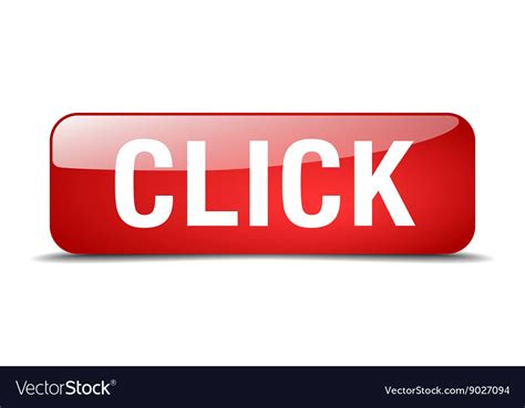 Click Red Square 3d Realistic Isolated Web Button Vector Image