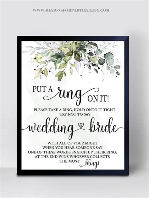 Put A Ring On It Bridal Shower Game Don T Say Bride Or Wedding Game