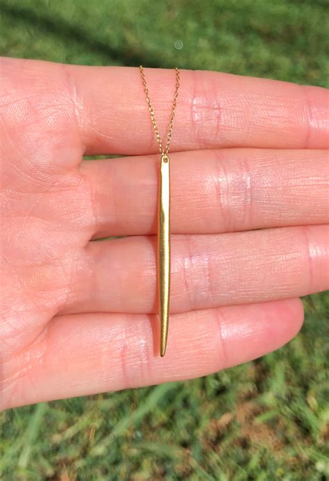 Gold spike necklace, spike necklace, minimal jewelry, long gold