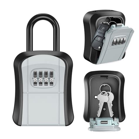 Key Lock Box, AMIR Key Box Outside Safe Box for Keys with Removable Shackle 4-Digit Combination ...