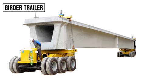 Precast Concrete Beam Sections Transporting Self Propelled Trailer