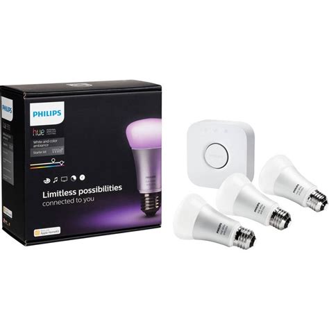 Philips Hue White And Color Ambiance A19 Smart Light Starter Kit 60W