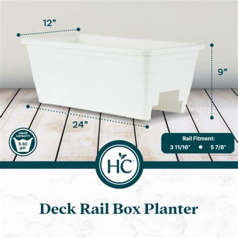 HC Companies Heavy Duty 24 Inch Deck Rail Box Planter With Drainage