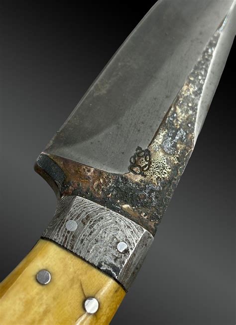 Mammoth Ivory Damascus Folding Knife