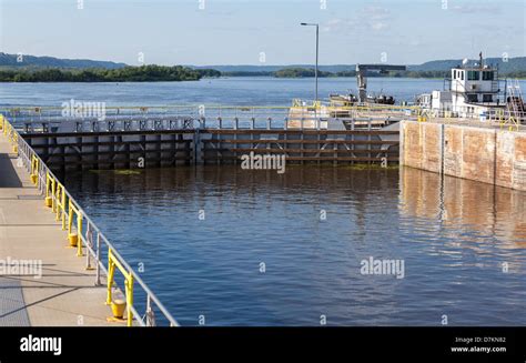 Mississippi River Lock And Dam Number 10 In Guttenburg Iowa Regulates