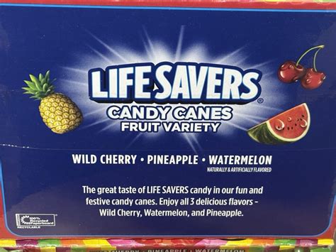 Life Savers Fruit Candy Canes 12 Ind Wrapped Wild Cherry Pineapple