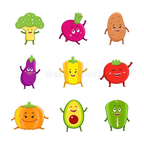 Funny Vegetables Stock Vector Illustration Of Drawing