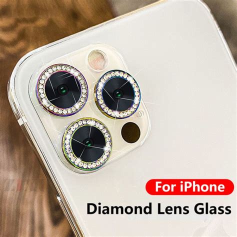 3 Pcs Sparkling Diamonds Lens Tempered Glass Cover For Iphone 15 14 13