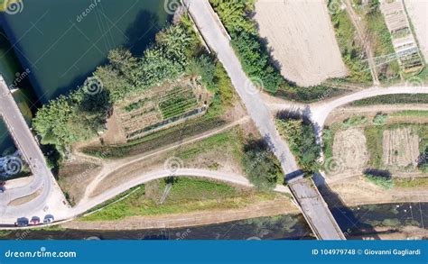 Beautiful Aerial View Of Bridges Across River Stock Photo Image Of