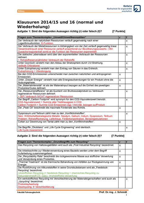 Klausur Januar Fragen Und Antworten Klausuren Und