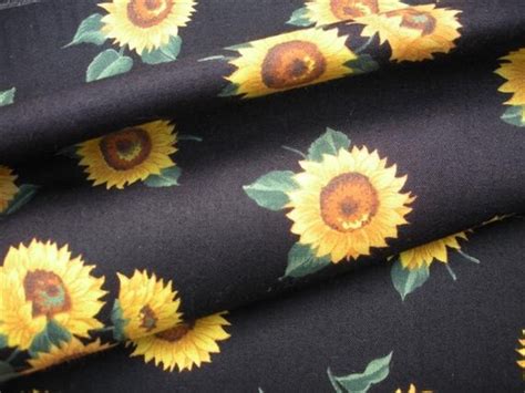 Black Sunflower Fabric By Pattyandcompany On Etsy