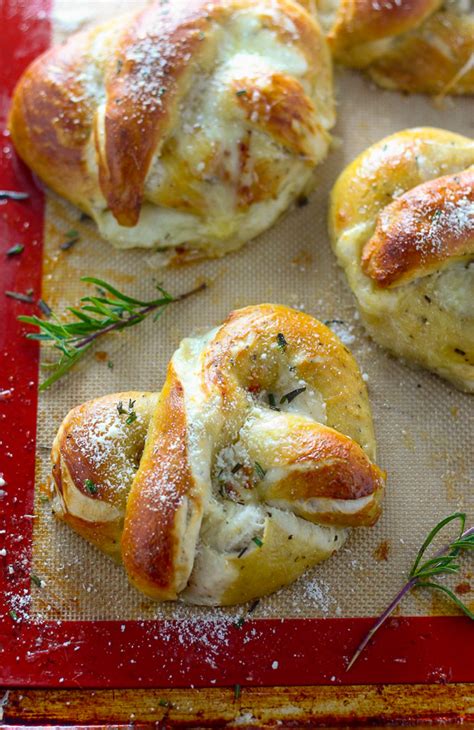 Mozzarella Stuffed Rosemary And Parmesan Soft Pretzels Baker By Nature