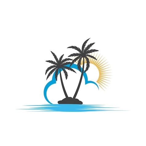 Plantilla De Logotipo De Verano De Palmera Vector Premium