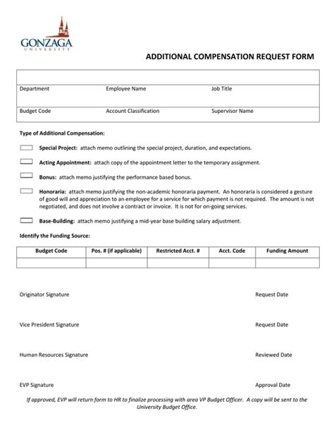 Additional Compensation Request Form