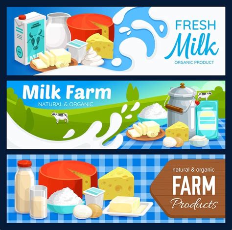 Premium Vector Milk Products Dairy Farm Butter And Cheese