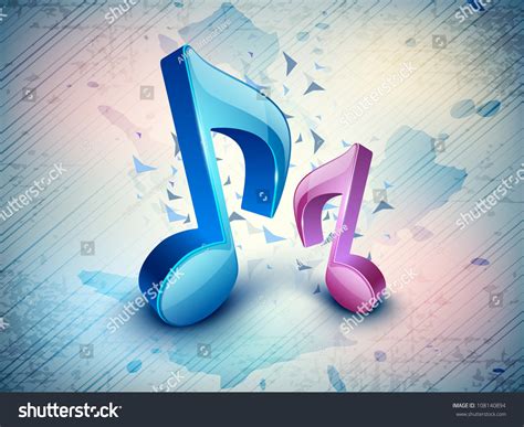 3d Music Notes On Colorful Grungy Stock Vector (Royalty Free) 108140894