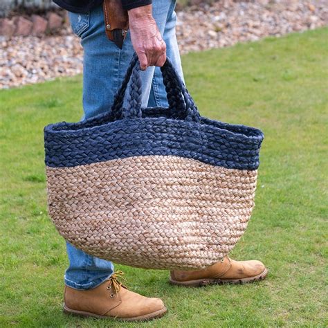 Buy Woven Jute Basket With Indigo