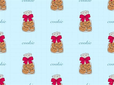 Premium Vector Cookie Cartoon Character Seamless Pattern On Blue