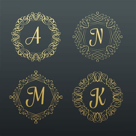 Monograms And Calligraphic Borders Premium Vector