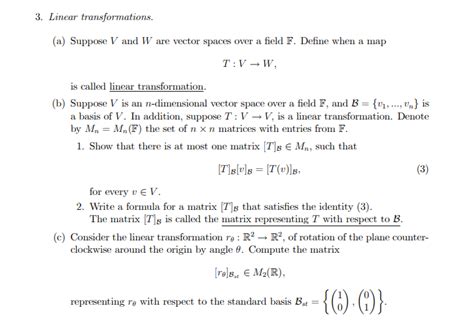 Solved 3 Linear Transformations A Suppose V And W Are Chegg