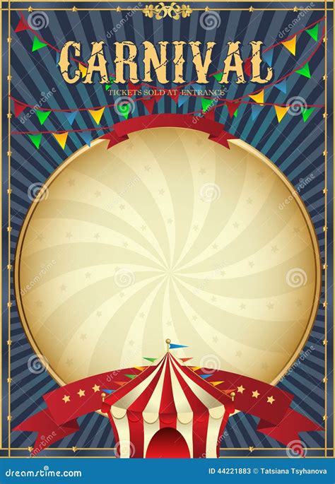 Vintage Carnival Circus Poster Template Vector Illustration Festive