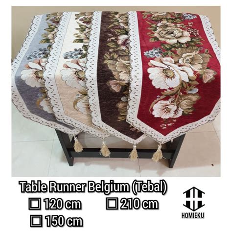 Jual Taplak Meja Tamu Panjang Kembang Premium Table Runner Meja Makan