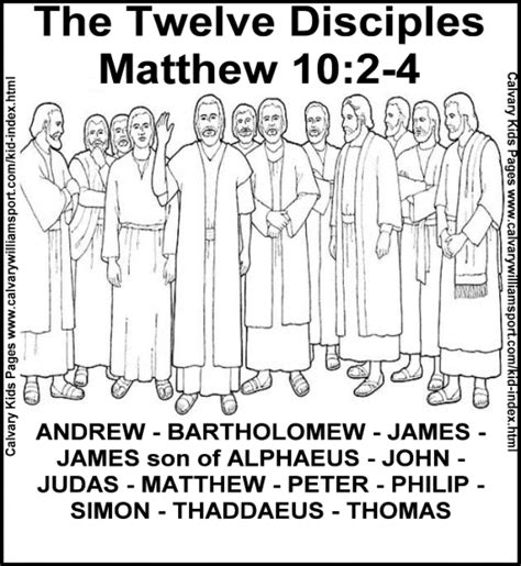 12 Disciples Names Coloring Page