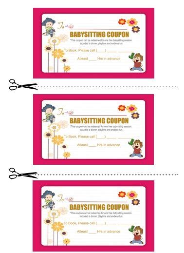 20 Free Printable Babysitting Coupon Book Templates Artofit