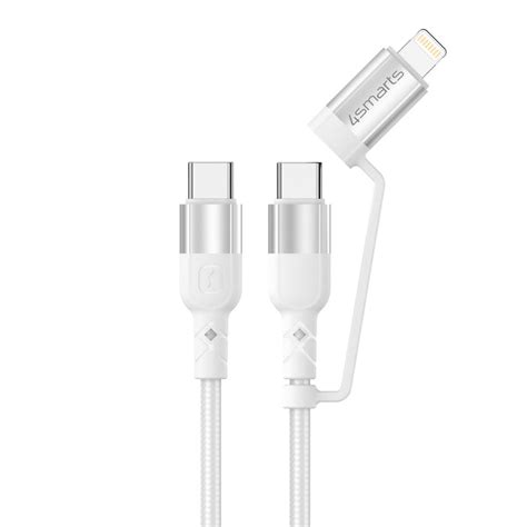 4Smarts USB C Til USB C Og Lightning Kabel ComboCord 1 5 M Hvid