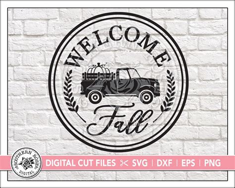 Fall Svg Pumpkin Svg Fall Pumpkin Truck Svg Round Fall Sign Etsy